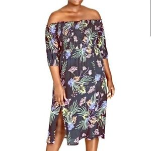 City Chic “Exotic Garden” Vibrant Floral Midi Dress Size 20